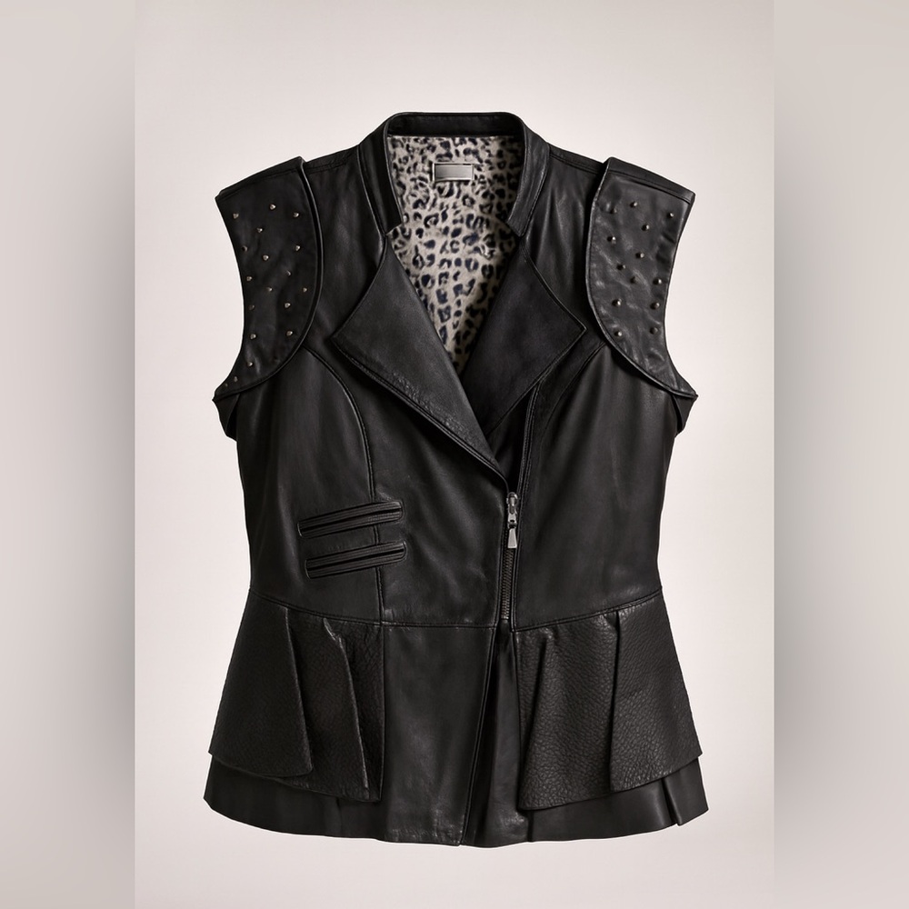 KORS Michael Kors Black Studded Leather Vest - Picture 2 of 5